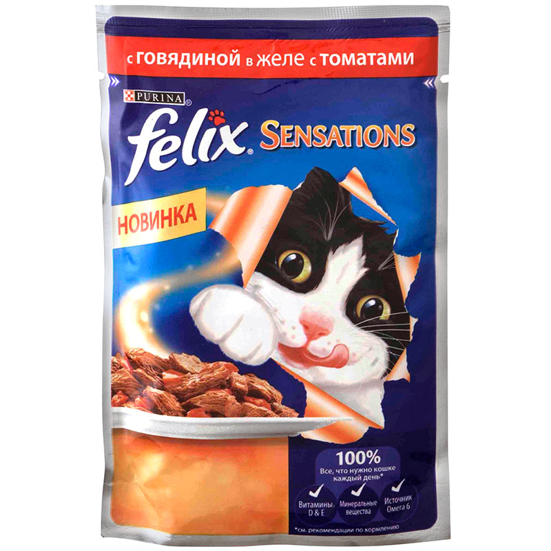 Купить пакетик корма для кошки. Felix корм для кошек.